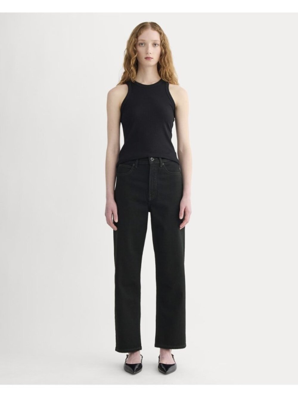 Everlane High Waist Straight Jeans Women's 29 Ankle Black Stretch Denim Casual